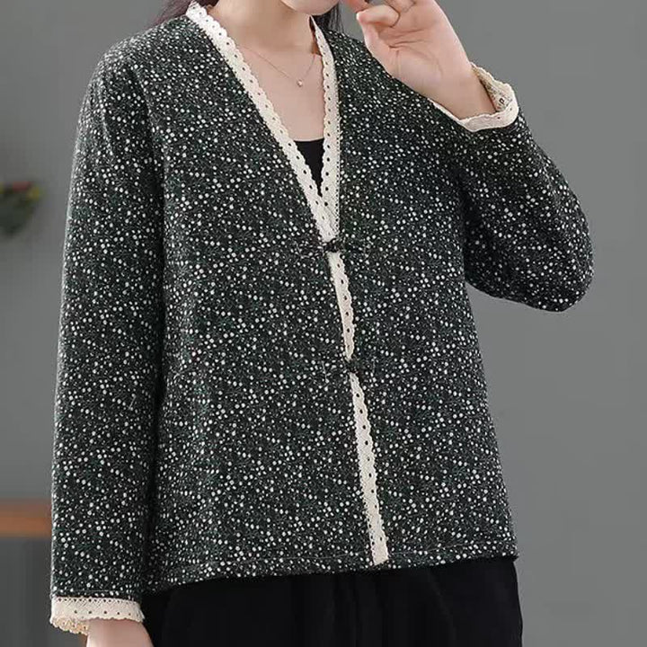 Buddha Stones Fall Winter Vintage Elegant Button-Up Floral Knit Women's Jackets - image 11