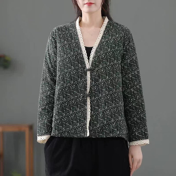 Buddha Stones Fall Winter Vintage Elegant Button-Up Floral Knit Women's Jackets - Black - US12，UK/AU16，EU44 (3XL) - image 8