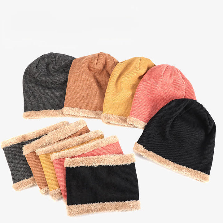 Buddha Stones 2Pcs Fall Winter Knit Plush Lined Slouchy Neck Warmer Men's Scarf Hat - image 12