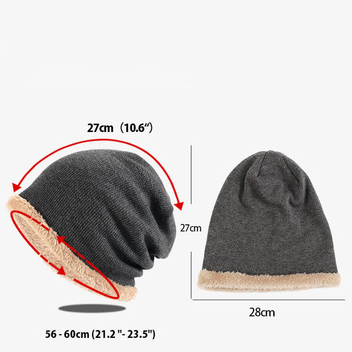 Buddha Stones 2Pcs Fall Winter Knit Plush Lined Slouchy Neck Warmer Men's Scarf Hat - image 3