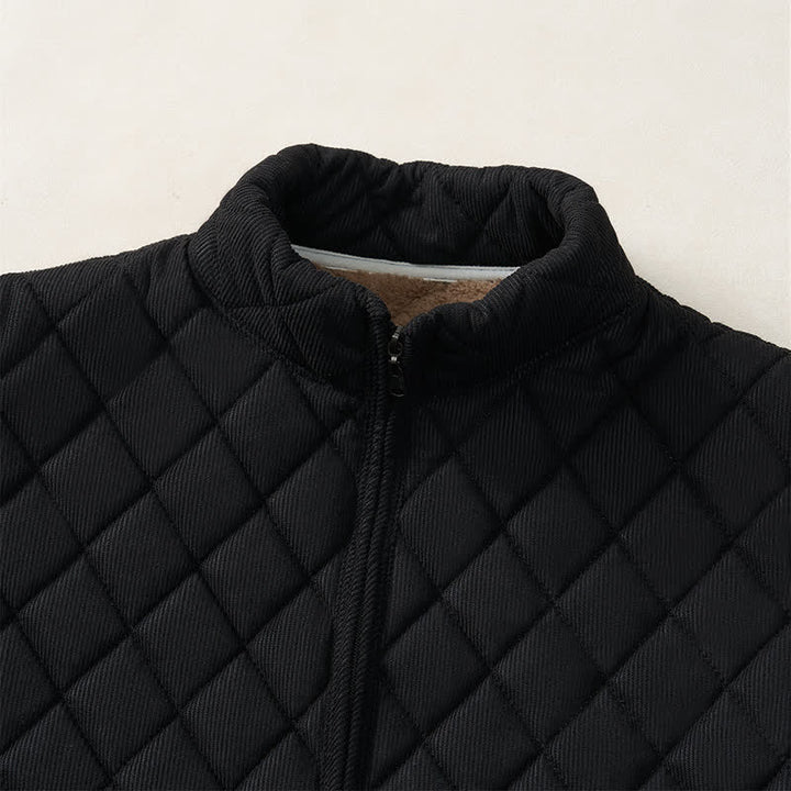 Buddha Stones Winter Casual Mandarin Collar Diamond-shaped Design Zipper Solid Tank Top Men's Vest With Pockets - image 14
