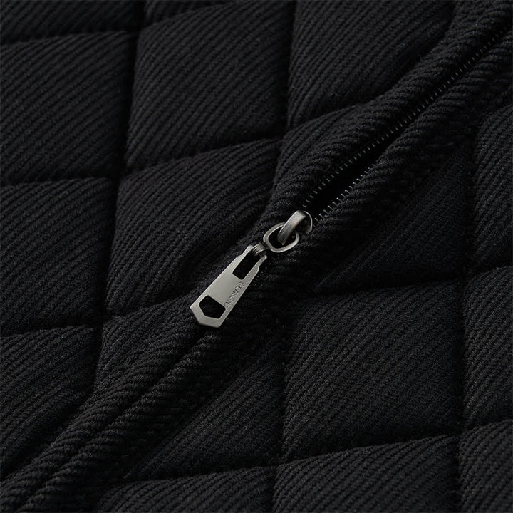 Buddha Stones Winter Casual Mandarin Collar Diamond-shaped Design Zipper Solid Tank Top Men's Vest With Pockets - image 17