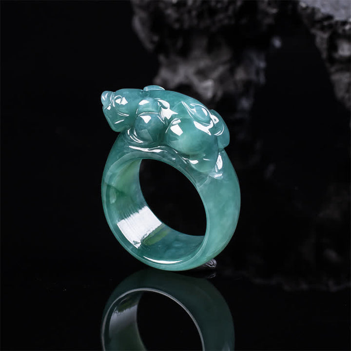 Buddha Stones Jade Hand-Carved Pi Xiu Wealth Ring - image 3
