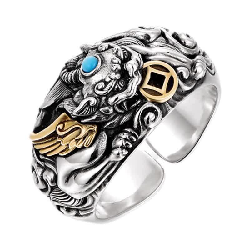 Buddha Stones Copper Pi Xiu Relief Carving Adjustable Grounding and Wealth Ring - image 11