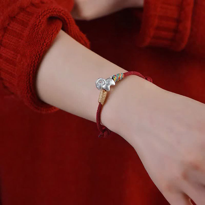 Buddha Stones Year of the Goat 999 Sterling Silver Sheep Red String Protection Bracelet - image 11