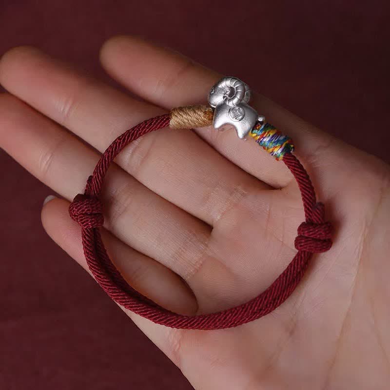Buddha Stones Year of the Goat 999 Sterling Silver Sheep Red String Protection Bracelet - image 10