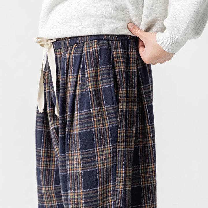 Buddha Stones Fall Winter Casual Drawstring Plaid Ankle Pants Men's Harem Pants With Pockets - image 28