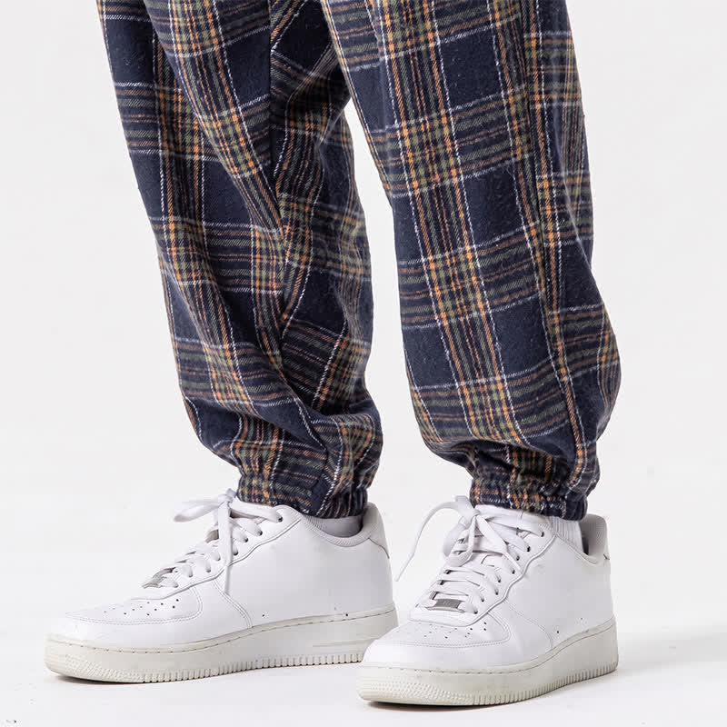 Buddha Stones Fall Winter Casual Drawstring Plaid Ankle Pants Men's Harem Pants With Pockets - image 29