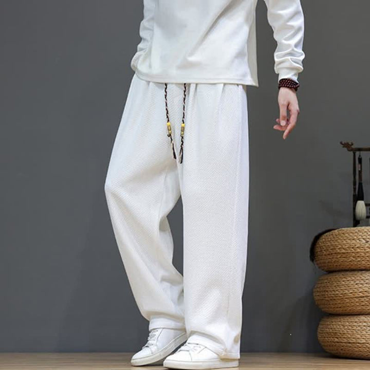 Buddha Stones Fall Winter Casual Vintage Drawstring Solid Long Pants Men's Straight Leg Pants With Pockets - image 33