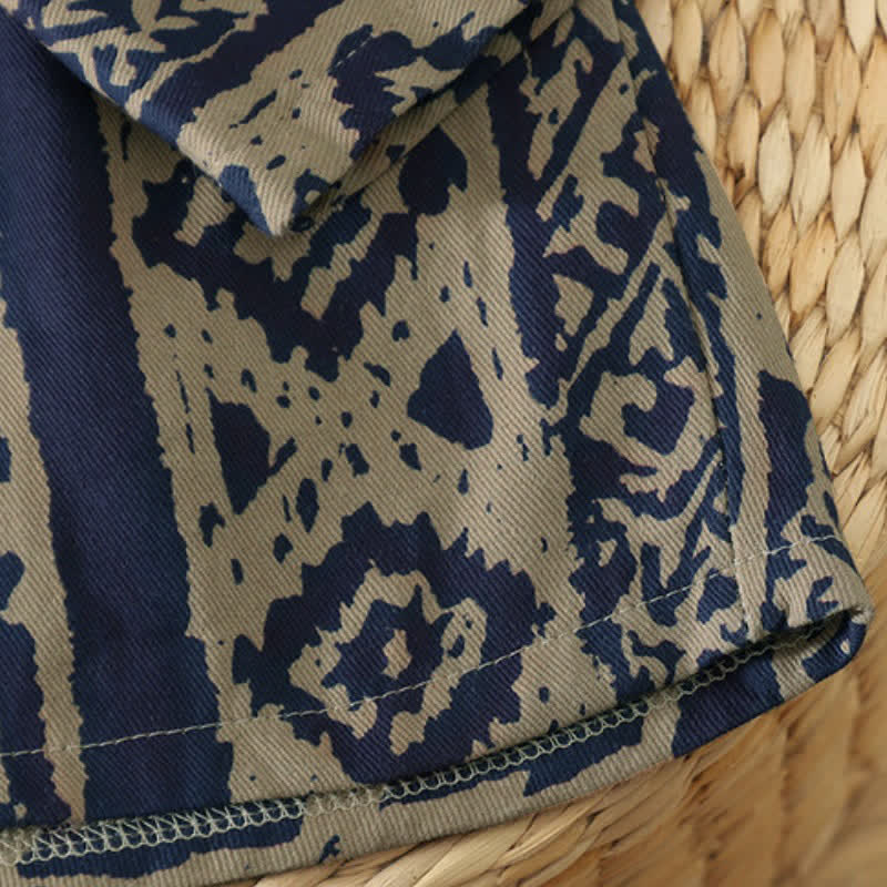 Buddha Stones Spring Casual Vintage Open Front Geometric Women's Kimono With Pocket - image 9