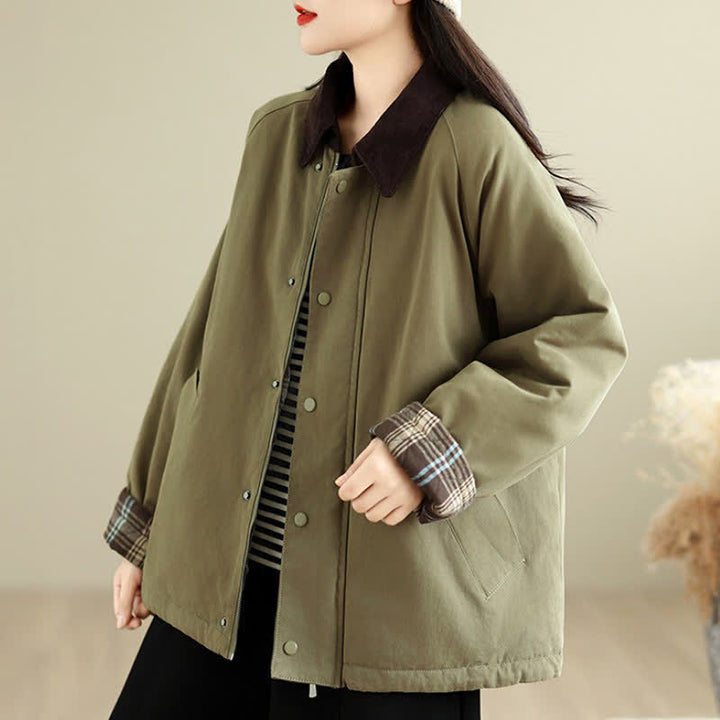 Buddha Stones Fall Winter Casual Classic Solid Women's Jacket With Pockets - image 8