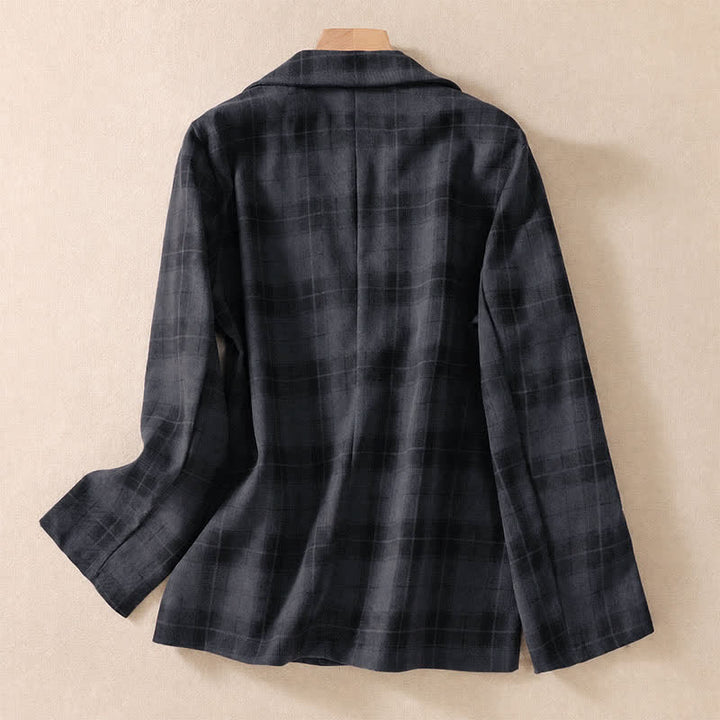 Buddha Stones Fall Vintage Classic Button-Up Plaid Women's Jacket With Pockets - image 11