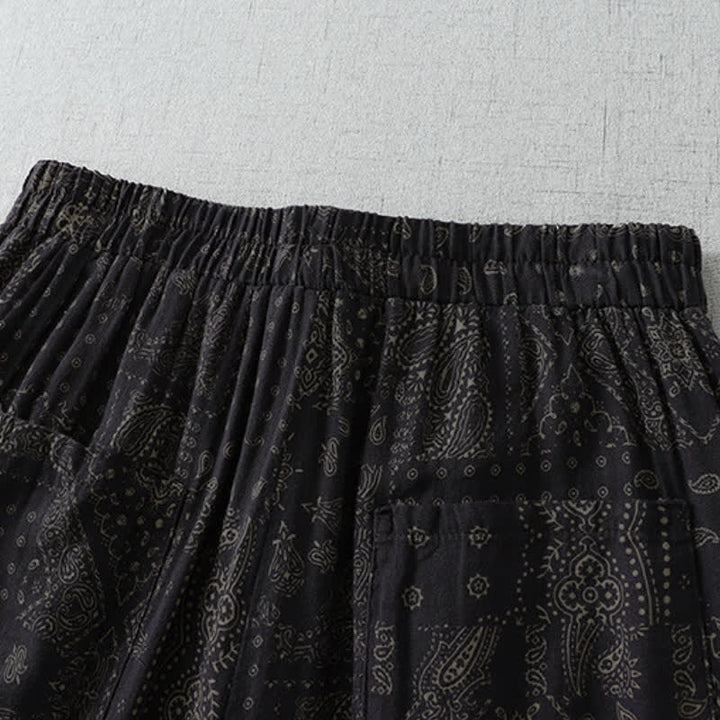 Buddha Stones Spring Summer Vintage Boho Floral Cropped Pants Women's Harem Pants With Pockets - image 6