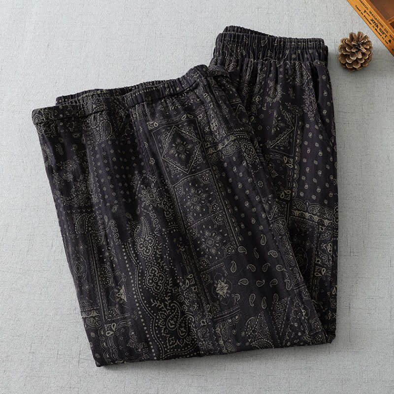 Buddha Stones Spring Summer Vintage Boho Floral Cropped Pants Women's Harem Pants With Pockets - image 4