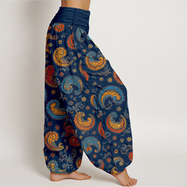 Buddha Stones Cotton Exotic Paisley Motif Pattern Women's Elastic Waist Harem Pants - image 2