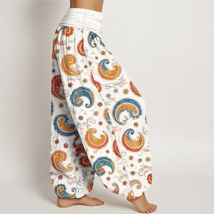 Buddha Stones Cotton Exotic Paisley Motif Pattern Women's Elastic Waist Harem Pants - image 7