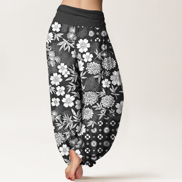 Buddha Stones Cotton Bohemian Floral Geometry Coins Pattern Women's Elastic Waist Harem Pants - image 6