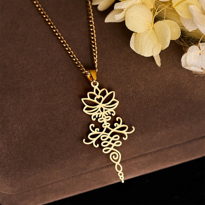 Buddha Stones Modern Titanium Steel Lotus Durability and Enlightenment Necklace - image 8