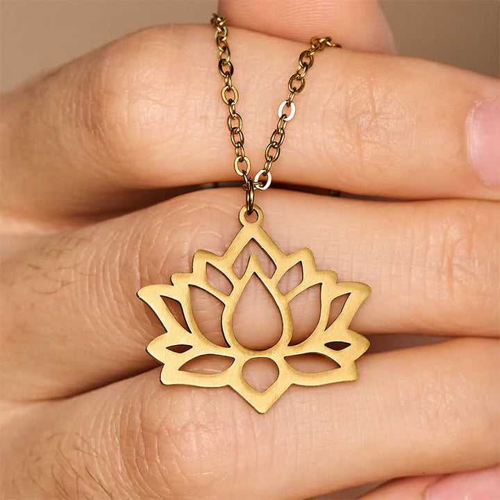 Buddha Stones Titanium Steel Lotus Purity Openwork Pendant Necklace - image 11