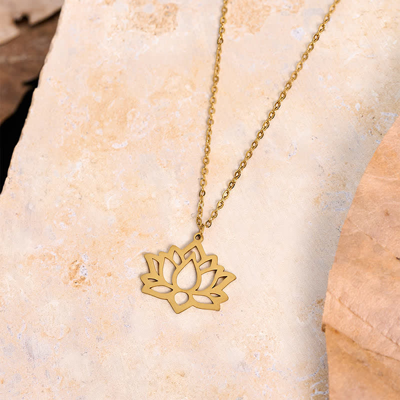 Buddha Stones Titanium Steel Lotus Purity Openwork Pendant Necklace - image 10