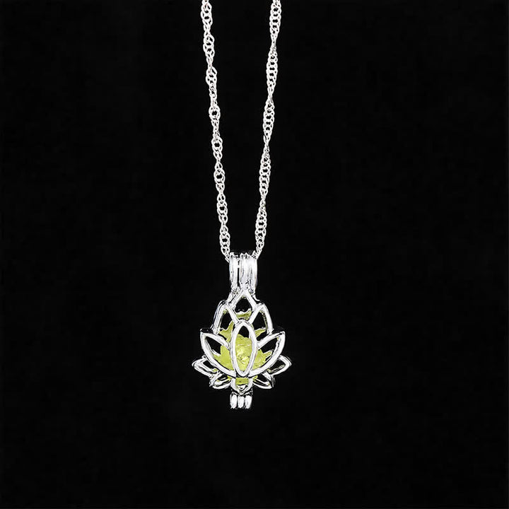 Buddha Stones Prehnite Titanium Steel Minimalist Cutout Lotus Pendant Enlightenment Necklace - image 3