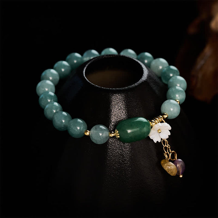 Buddha Stones Jade Blossom Charm Protection Stretch Bracelet - image 3