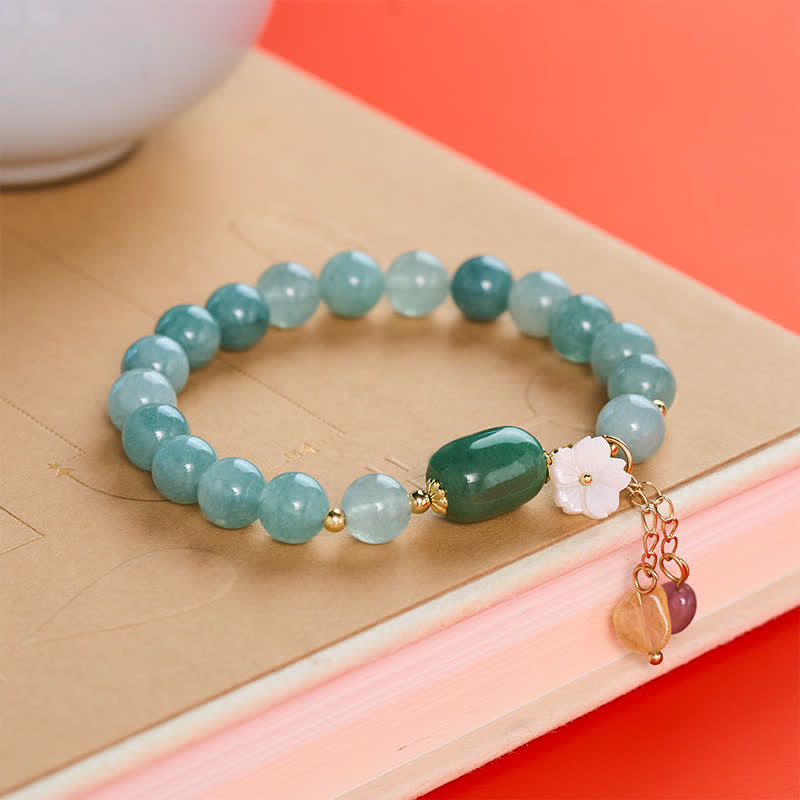 Buddha Stones Jade Blossom Charm Protection Stretch Bracelet - Jade(Prosperity ♥ Abundance) - image 0