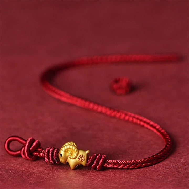 Buddha Stones Braided Red String Goat Charm Connection Bracelet - image 11