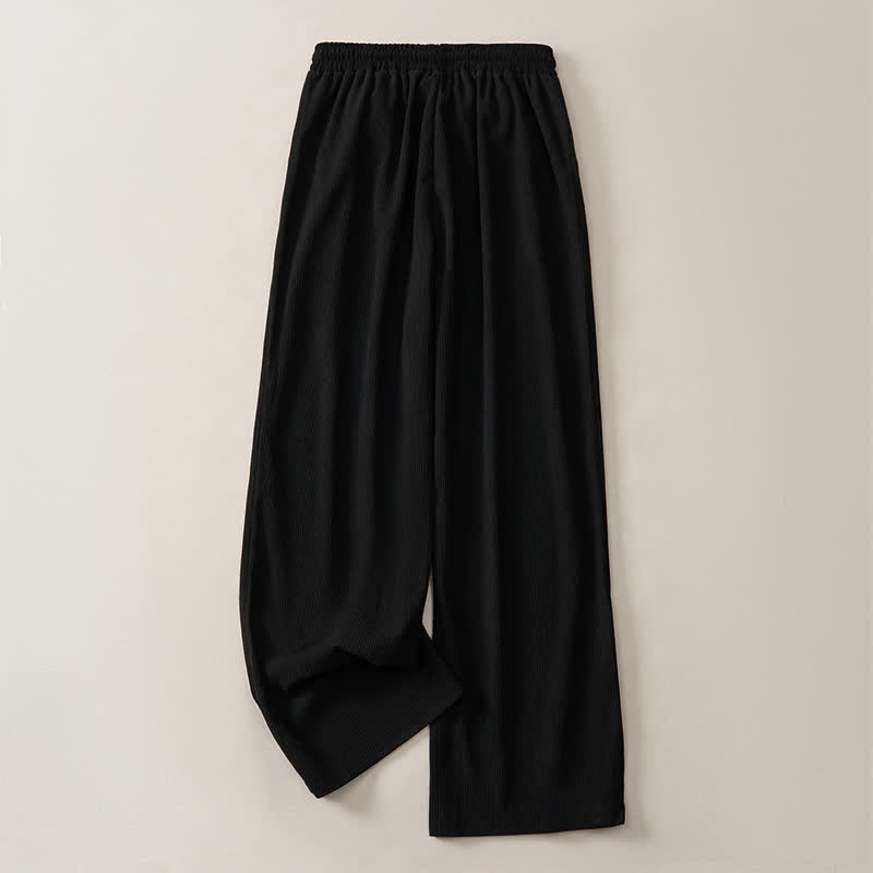 Buddha Stones Fall Winter Casual Minimalist Drawstring Solid Long Pants Corduroy Women's Straight Leg Pants With Pockets - image 11
