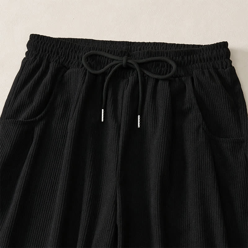 Buddha Stones Fall Winter Casual Minimalist Drawstring Solid Long Pants Corduroy Women's Straight Leg Pants With Pockets - image 13