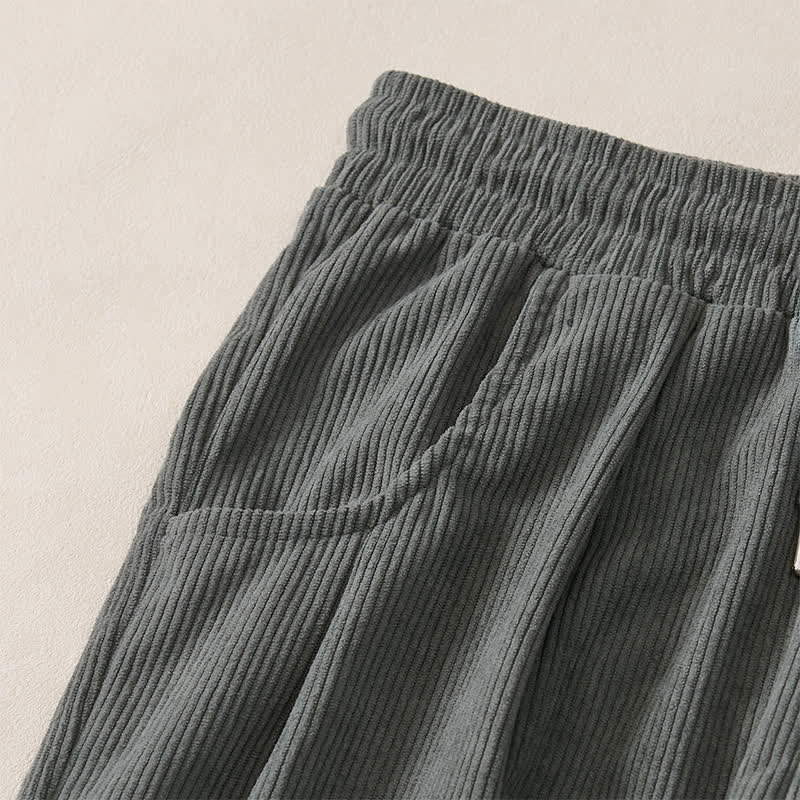 Buddha Stones Fall Winter Casual Minimalist Drawstring Solid Long Pants Corduroy Women's Straight Leg Pants With Pockets - image 19