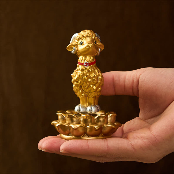 Buddha Stones Resin Lucky Cartoon Sheep Cloud Base Rotating Cute Animal Decor - image 24