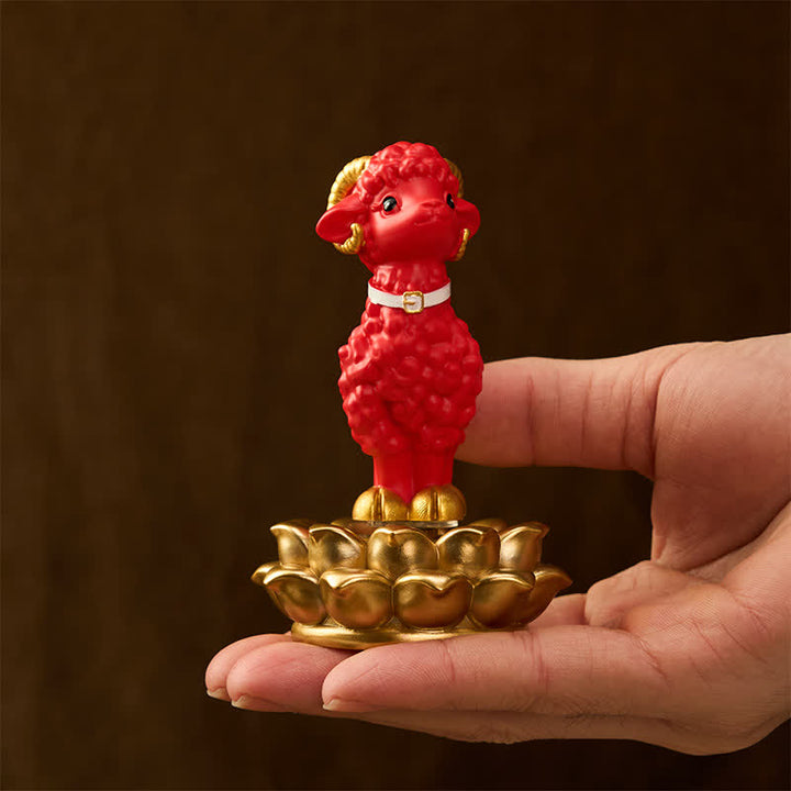 Buddha Stones Resin Lucky Cartoon Sheep Cloud Base Rotating Cute Animal Decor - image 11