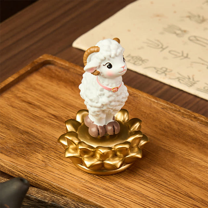 Buddha Stones Resin Lucky Cartoon Sheep Cloud Base Rotating Cute Animal Decor - image 6