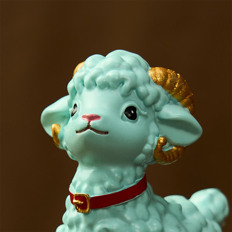 Buddha Stones Resin Lucky Cartoon Sheep Cloud Base Rotating Cute Animal Decor - image 20
