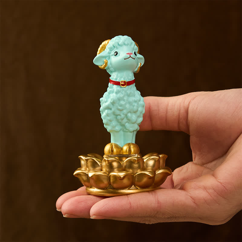 Buddha Stones Resin Lucky Cartoon Sheep Cloud Base Rotating Cute Animal Decor - image 17