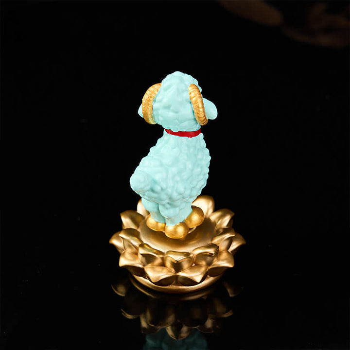 Buddha Stones Resin Lucky Cartoon Sheep Cloud Base Rotating Cute Animal Decor - image 18