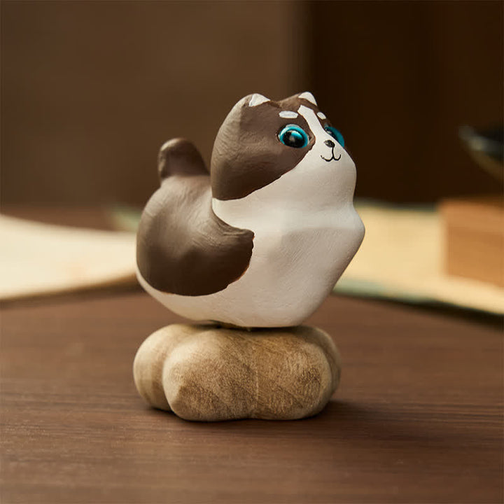 Buddha Stones Beech Wood Rotating Cat Dog Tea Pet Cute Animal Decor - Beech Wood - Rotating Dog - image 10