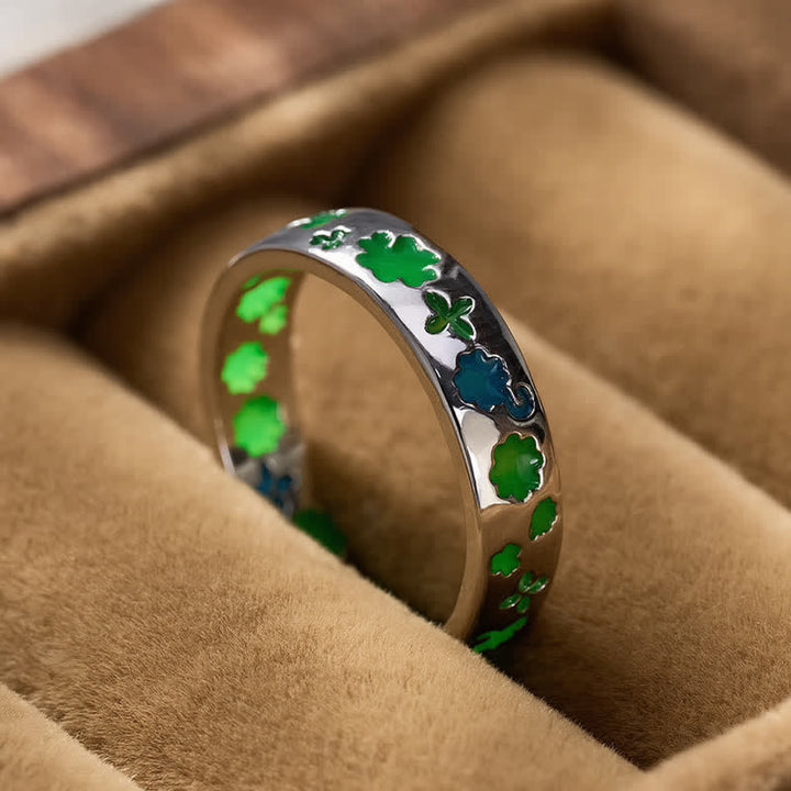 Buddha Stones Copper Green Four Leaf Clover Grounding Ring - image 3