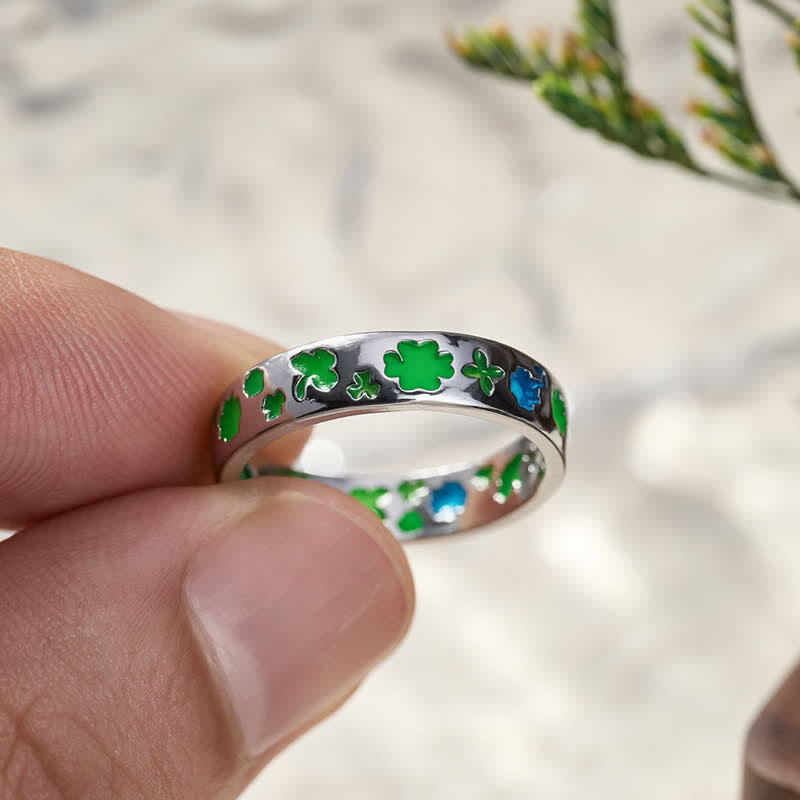 Buddha Stones Copper Green Four Leaf Clover Grounding Ring - image 4