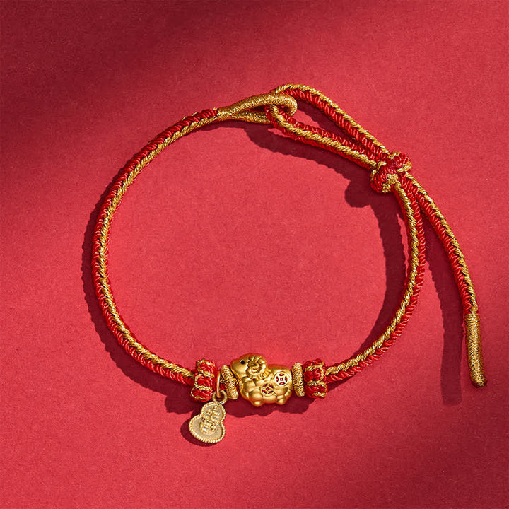 Buddha Stones Year of the Goat Copper Cute Sheep Lamb Fu Character Coins Gourd Charm Red String Protection Bracelet - image 8