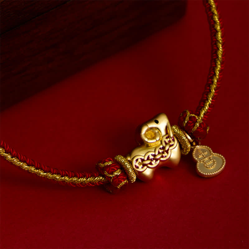 Buddha Stones Year of the Goat Copper Cute Sheep Lamb Fu Character Coins Gourd Charm Red String Protection Bracelet - image 12