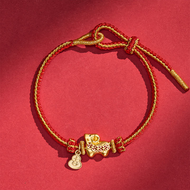 Buddha Stones Year of the Goat Copper Cute Sheep Lamb Fu Character Coins Gourd Charm Red String Protection Bracelet - image 11