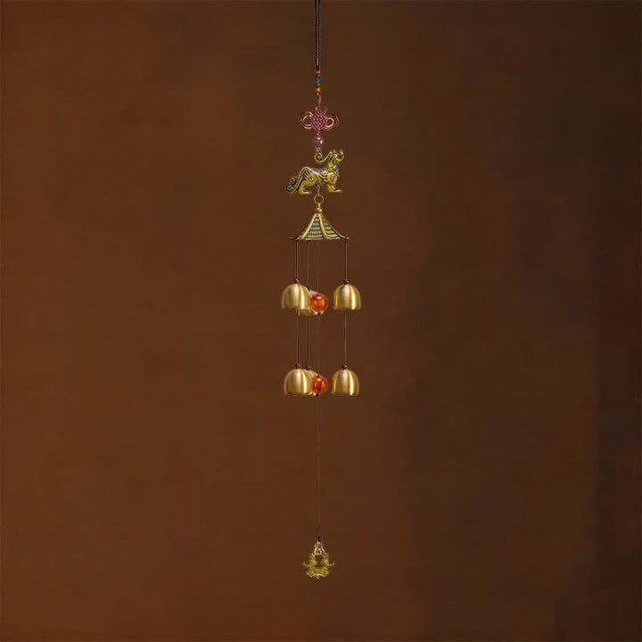 Buddha Stones Copper Pi Xiu Wealth Tower Six Bells Wealth Wind Chime - image 4