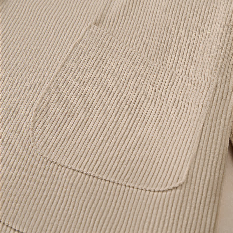 Buddha Stones Fall Winter Casual Mandarin Collar Asymmetric Front Solid Corduroy Women's Long Sleeve Shirts With Pockets - image 17