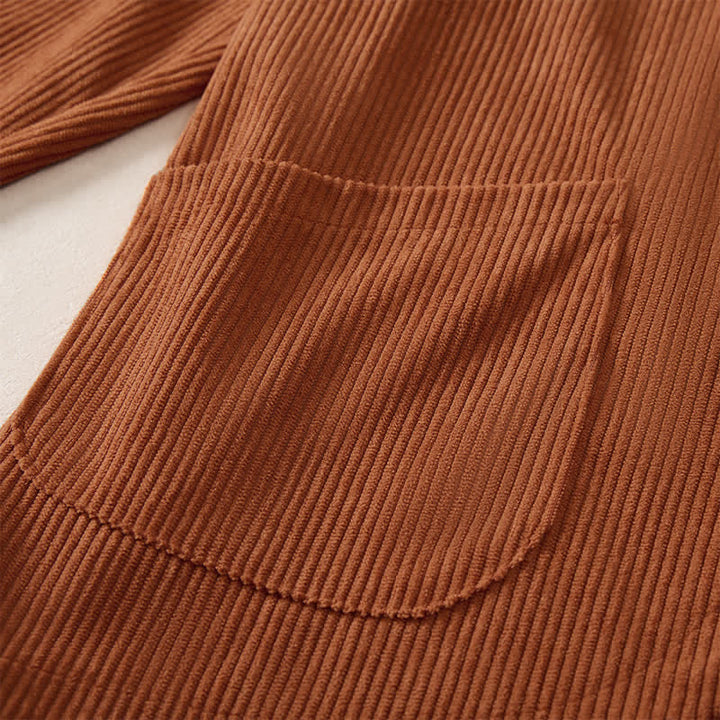 Buddha Stones Fall Winter Casual Mandarin Collar Asymmetric Front Solid Corduroy Women's Long Sleeve Shirts With Pockets - image 7