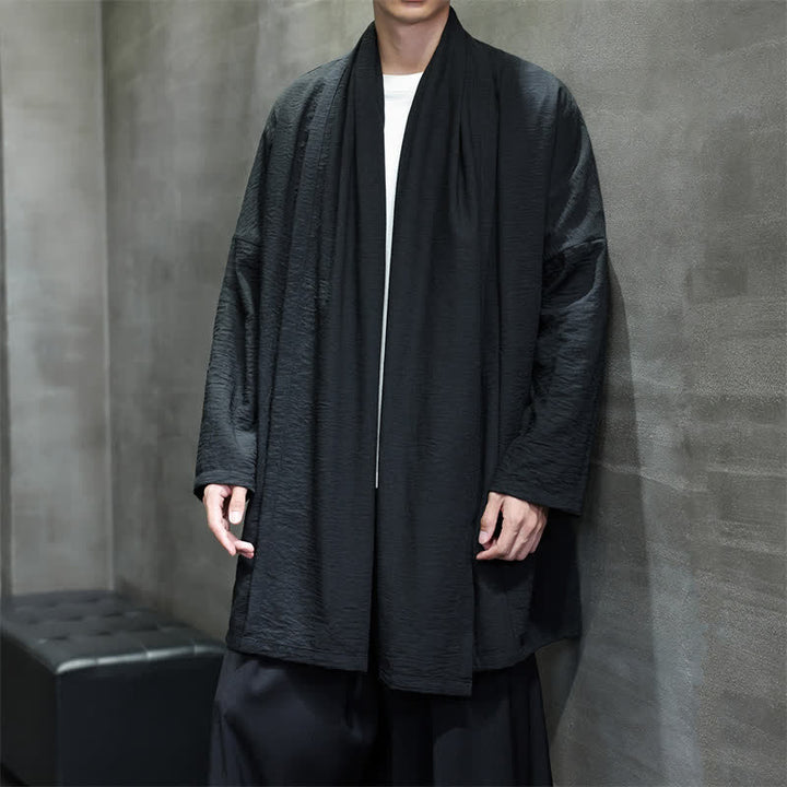 Buddha Stones Fall Classic Minimalist Solid Men's Kimono With Pocket - image 21