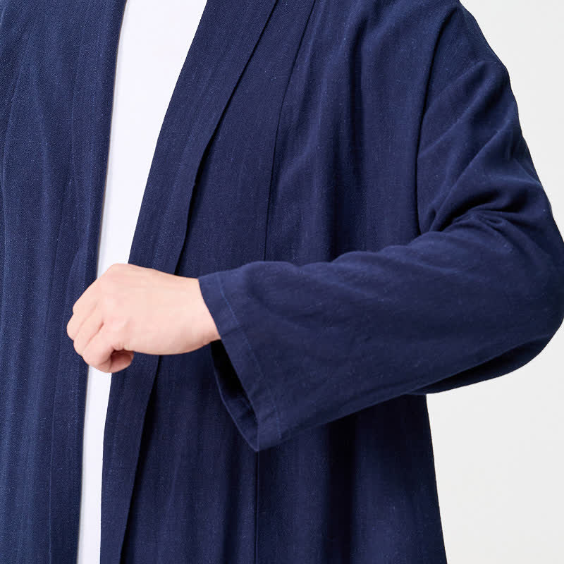 Buddha Stones Fall Minimalist Retro Tang Style Solid Men's Kimono - image 8