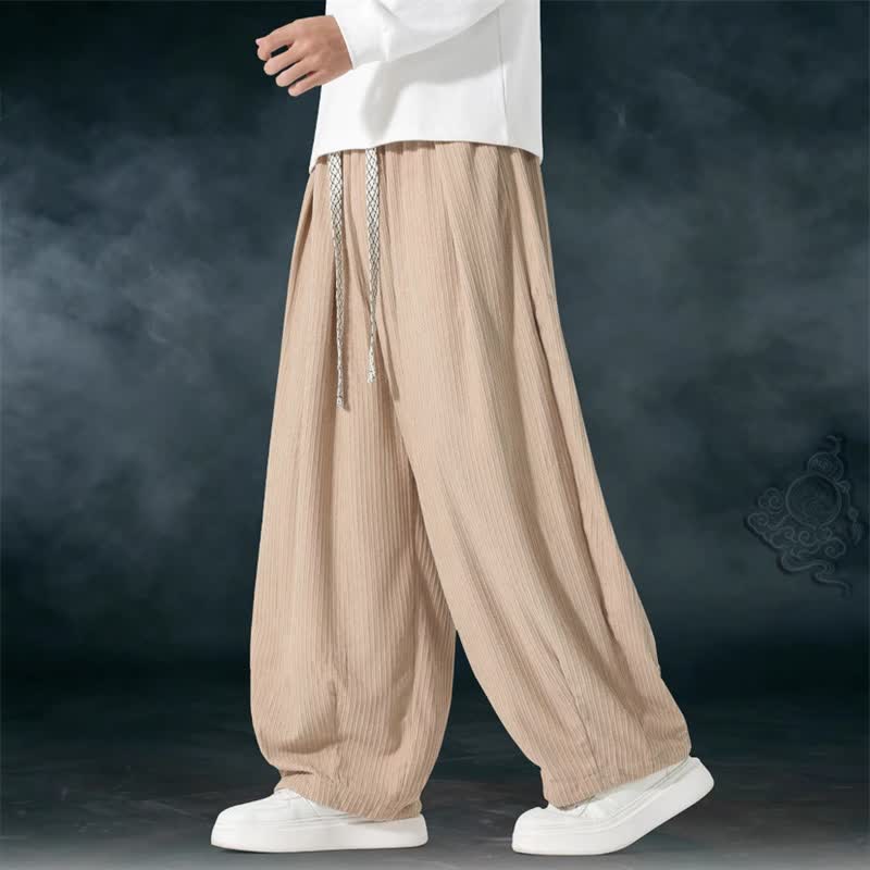 Buddha Stones Spring Fall Basic Drawstring Solid Ankle Pants Corduroy Men's Straight Leg Pants With Pockets - image 14