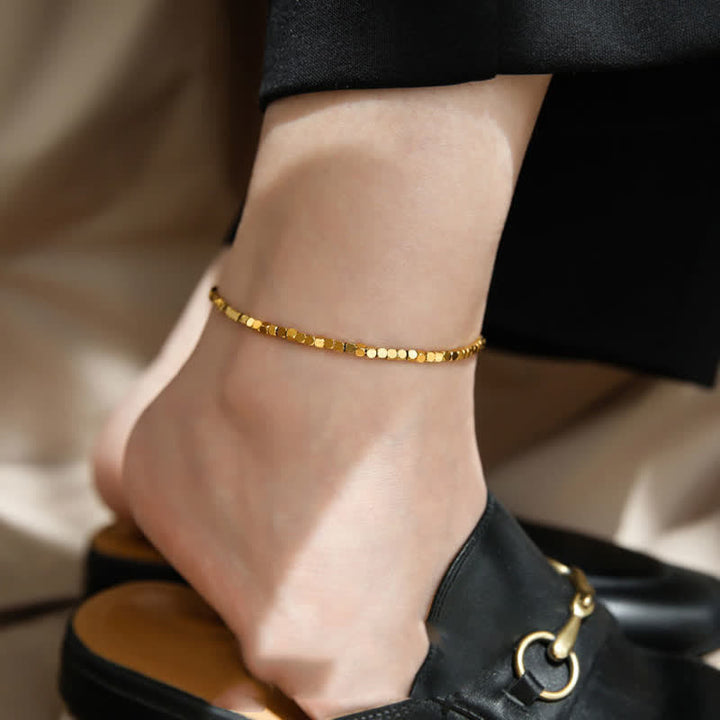 Buddha Stones Titanium Steel Faceted Chain Minimalist Durability Anklet - image 3